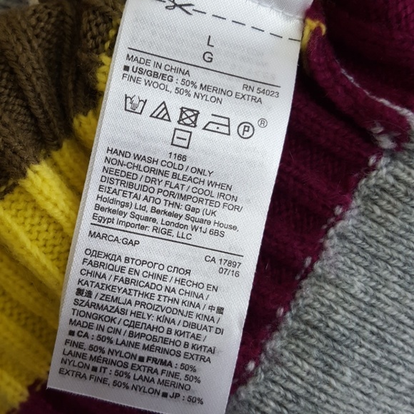 NWT Gap Rainbow Striped Merino Wool Sweater Large - Picture 5 of 5